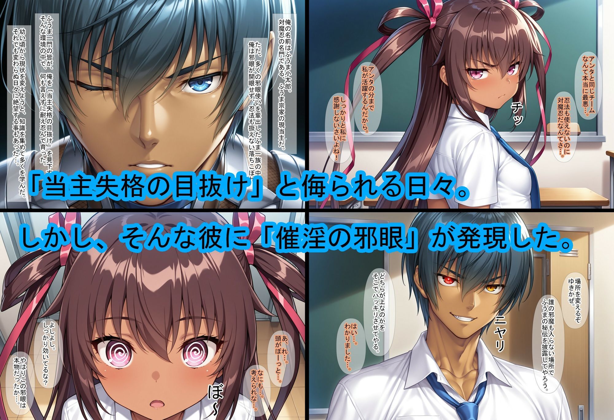 【退〇忍】催淫の邪眼に目覚めてハーレムエンド サンプル1ページ目