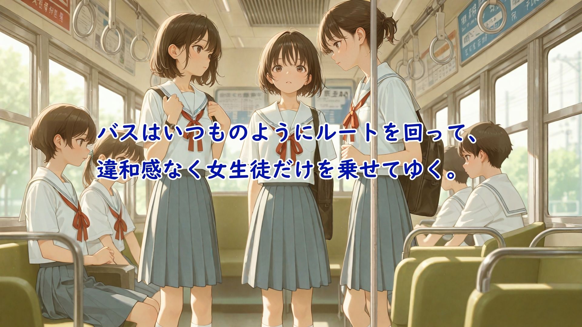 通学バスごと連れ去られ完全拘束されたまま機械で絶頂管理されて何回イってもやめてもらえない女の子 サンプル2ページ目