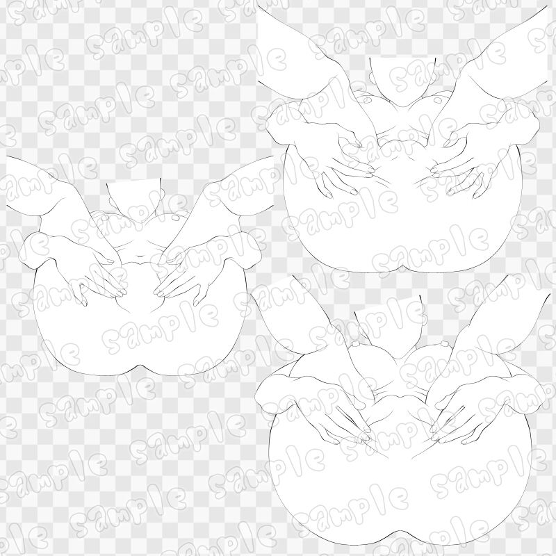 線画素材集［手］19 サンプル1ページ目