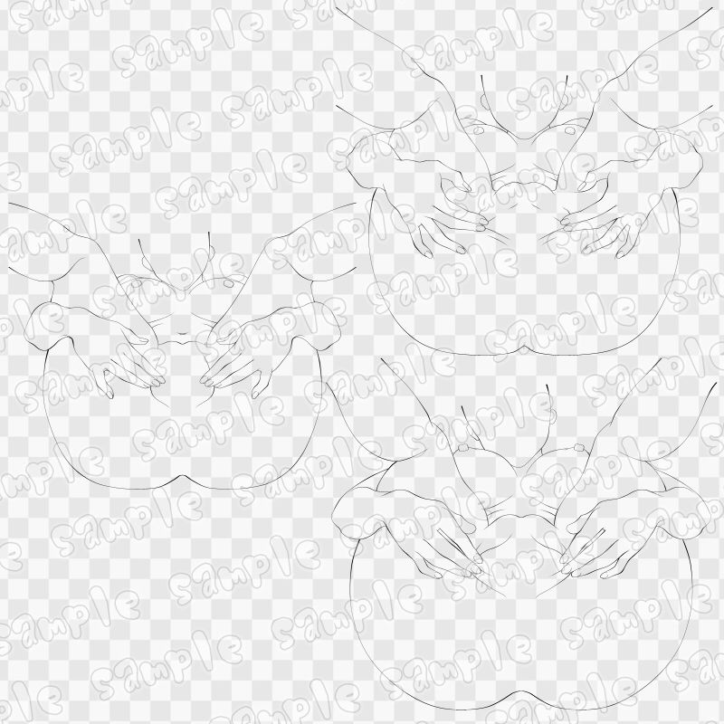 線画素材集［手］19 サンプル2ページ目