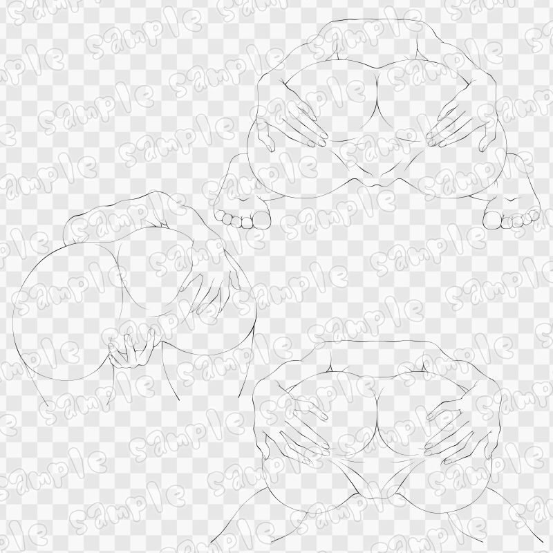 線画素材集［手］21 サンプル2ページ目
