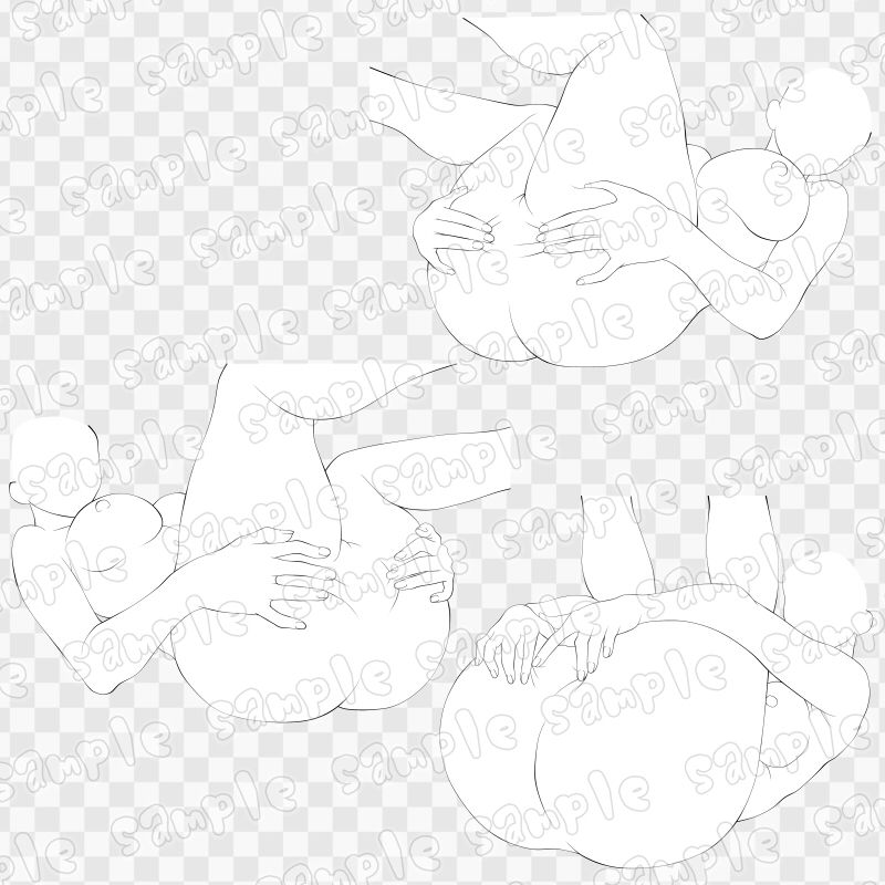 線画素材集［手］23 サンプル1ページ目