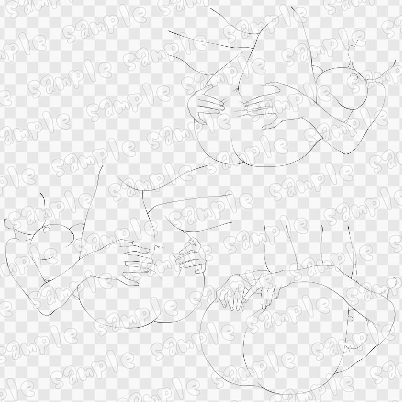線画素材集［手］23 サンプル2ページ目
