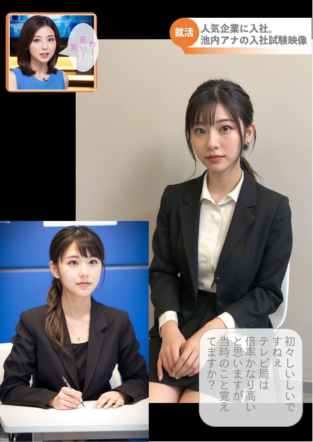 ［ストーリー＋大量画像］ぶっかけLive News！就活生応援特集 清楚インテリ美人アナが番組中吹きっぱなし！ サンプル5ページ目
