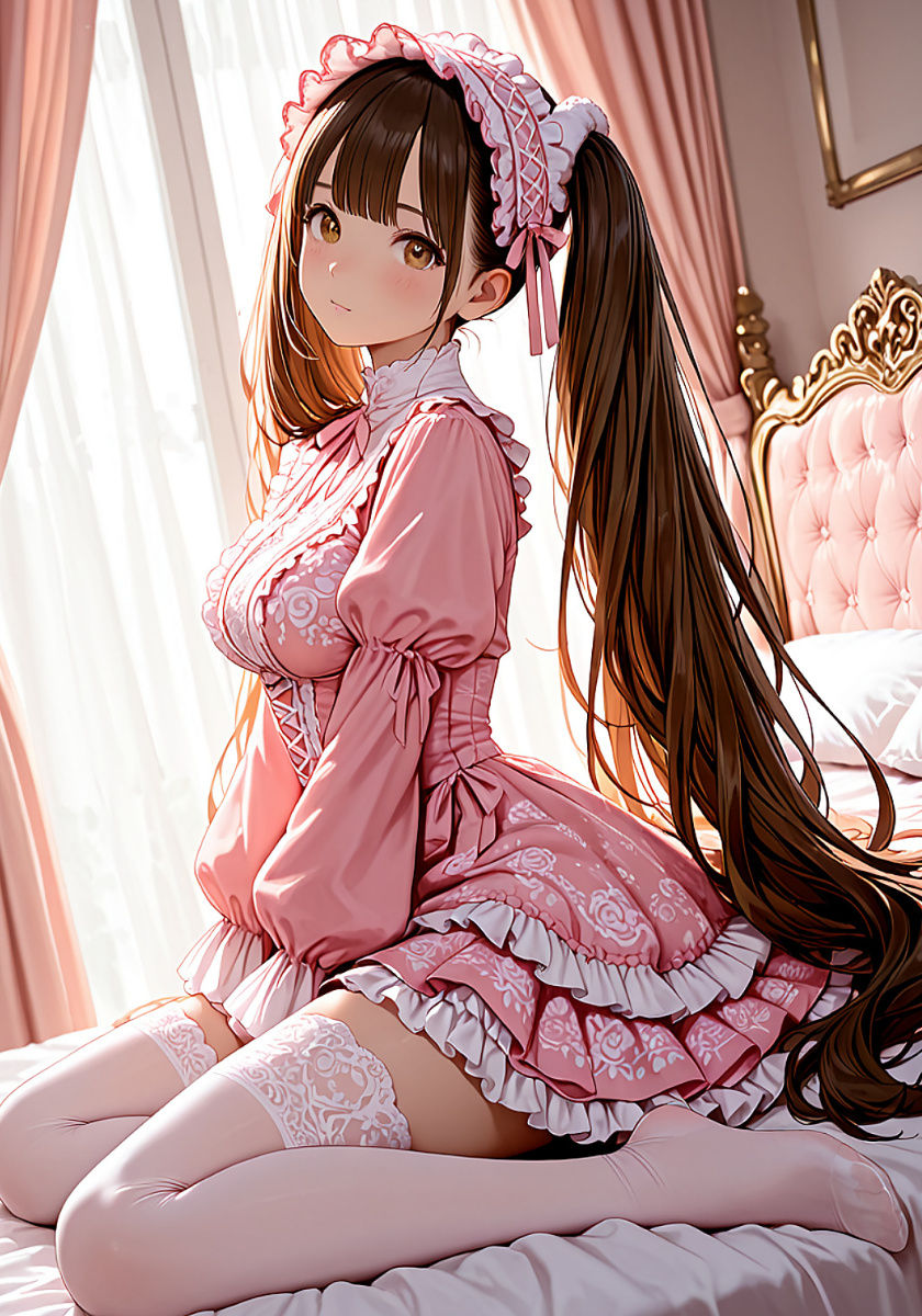 ピンクなフリルドレスのツインテール娘と汗だくセックス サンプル3ページ目