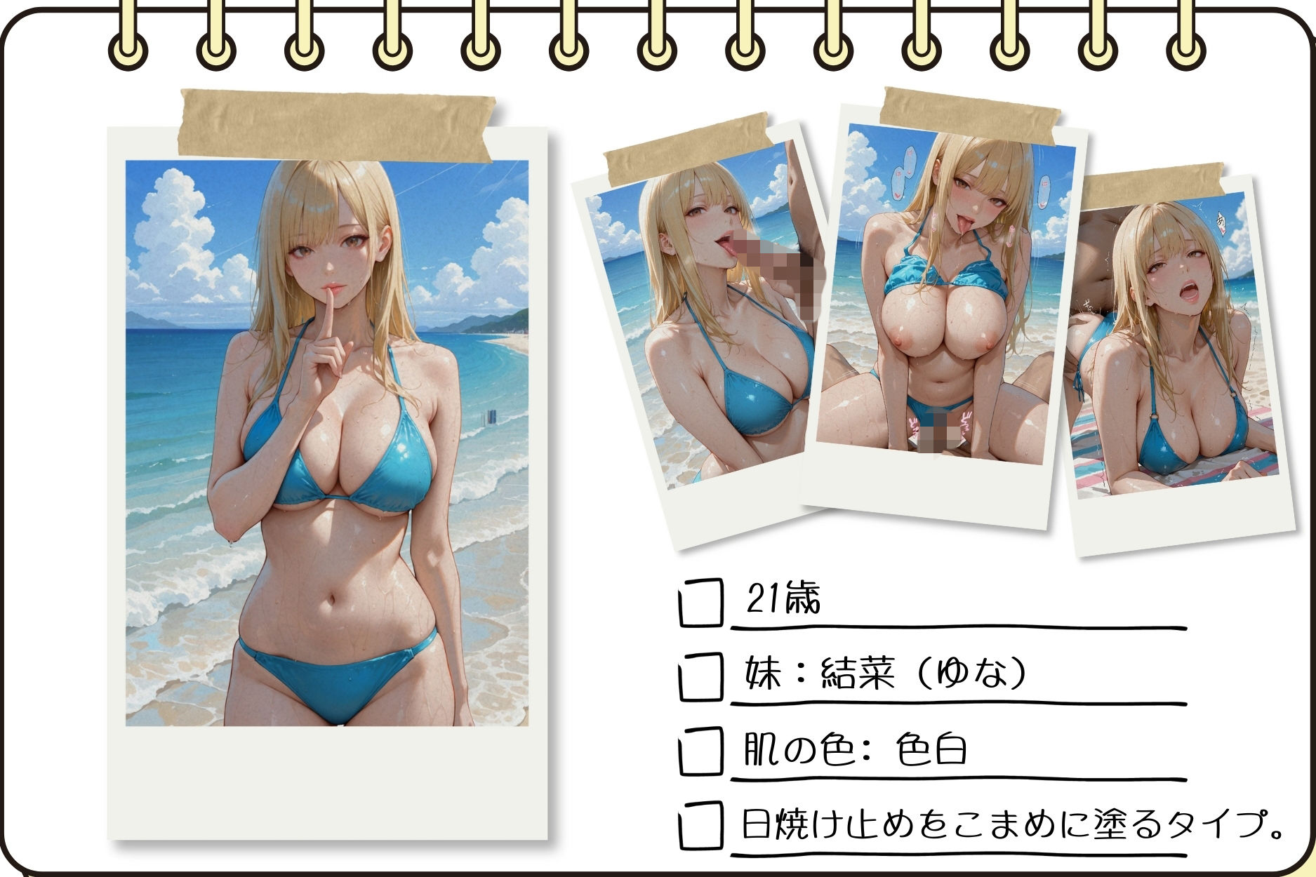 双子ビーチ〜白黒姉妹にビーチで中だし サンプル2ページ目