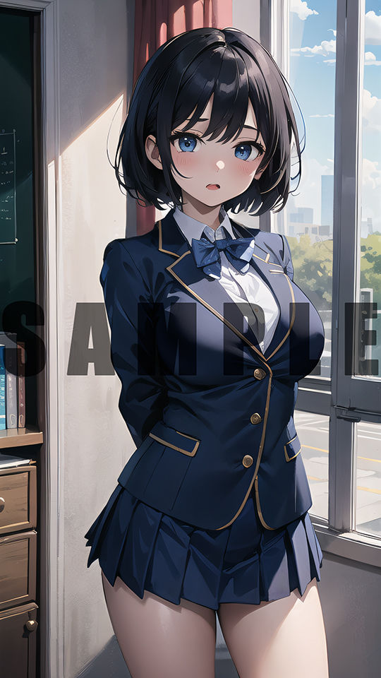 次回作でヤリチンに処女を奪われる清楚系黒髪ショートカット巨乳美少女のグラビア写真集 サンプル1ページ目
