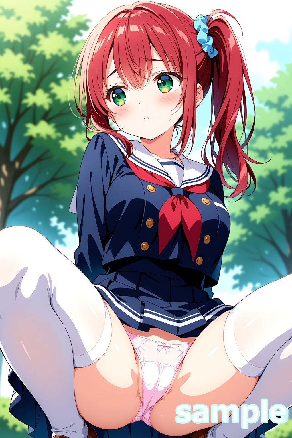 おパンツ拝見イラスト集 〜セーラー服女子校生・しゃがみパンチラ編〜 サンプル4ページ目
