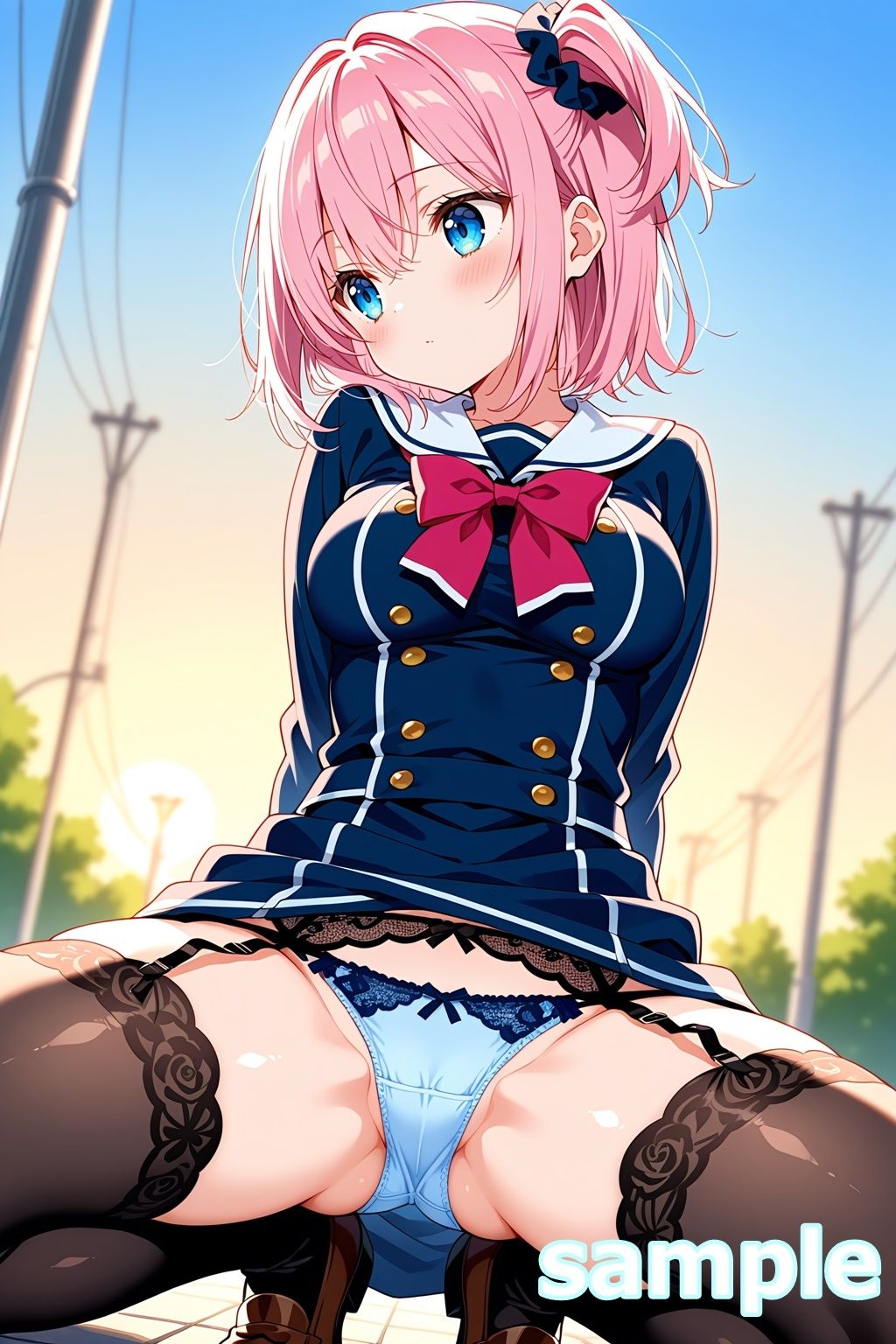 おパンツ拝見イラスト集 〜セーラー服女子校生・しゃがみパンチラ編〜 サンプル9ページ目