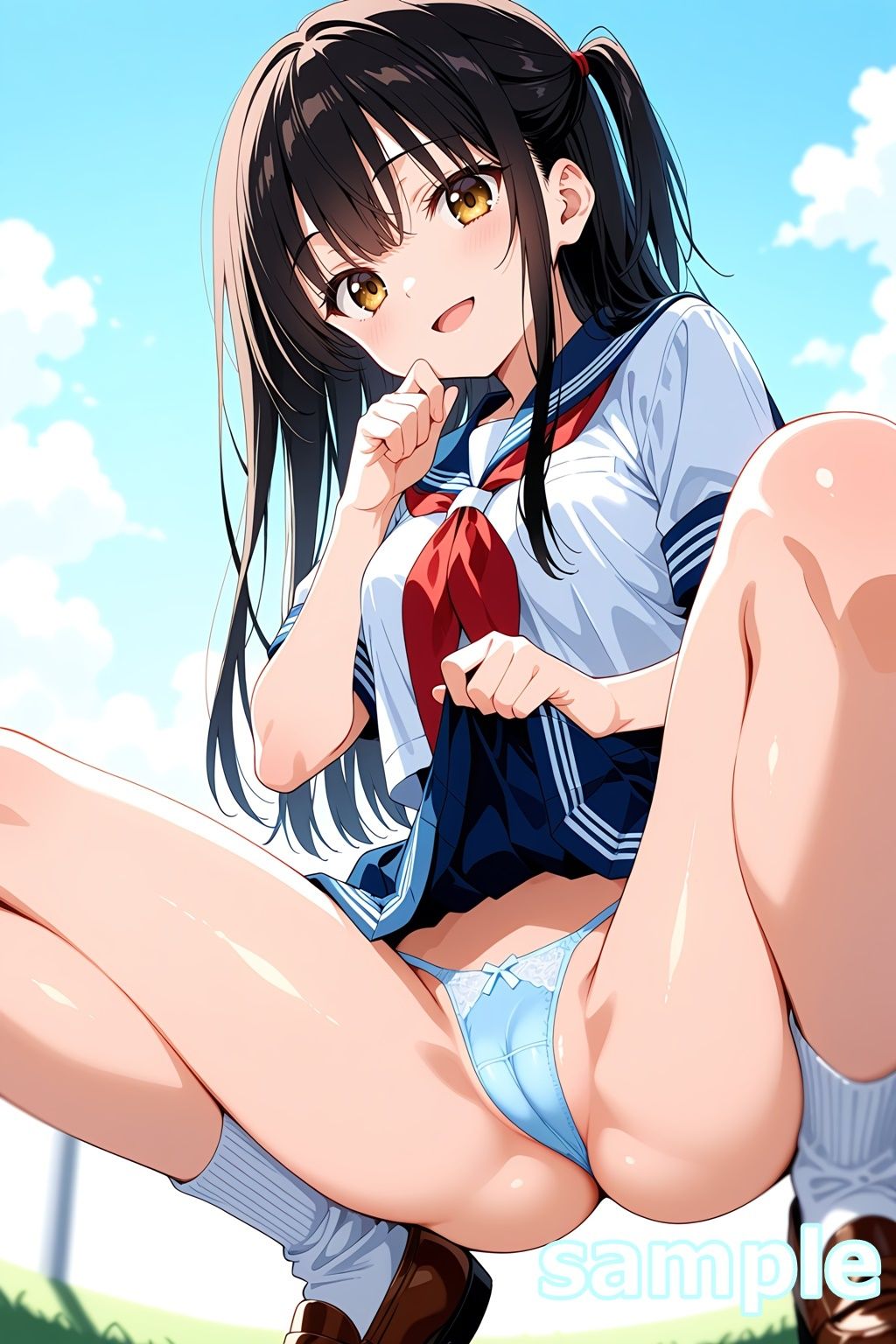 おパンツ拝見イラスト集 〜セーラー服女子校生・しゃがみパンチラ編〜 サンプル10ページ目
