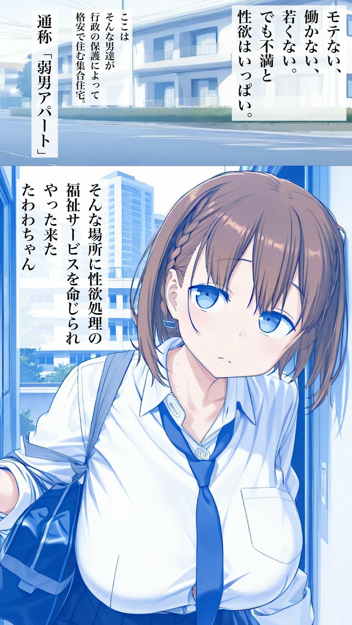弱男相手にたわわちゃんが性欲処理介助をさせられるAI・イラスト集 サンプル2ページ目