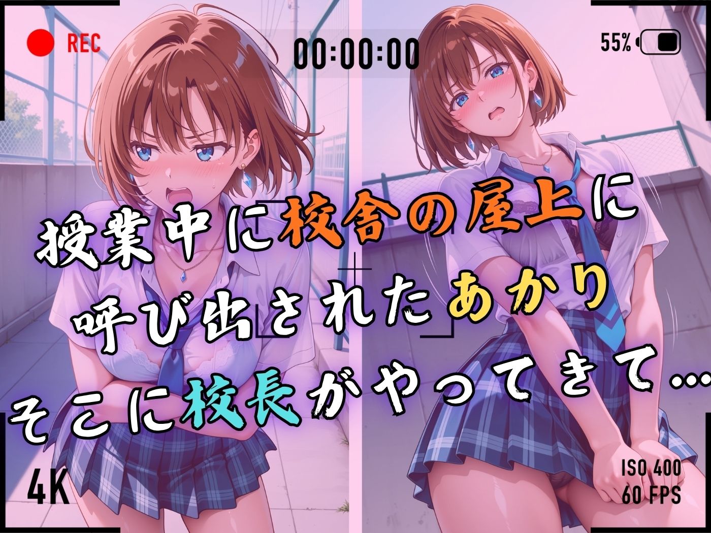 【4Kイラスト】1万3000人の生徒を抱いた校長による森あかりへの性指導（学校屋上編） サンプル4ページ目