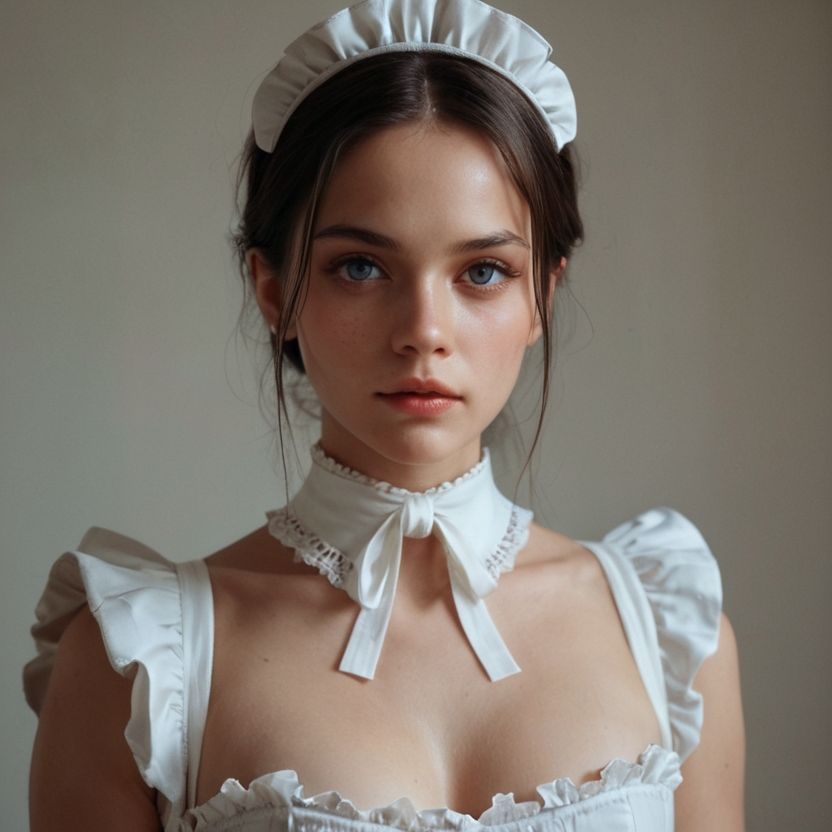 おっぱいが見えるメイド服を着た外国人（セリフなし  AI画像集） サンプル3ページ目