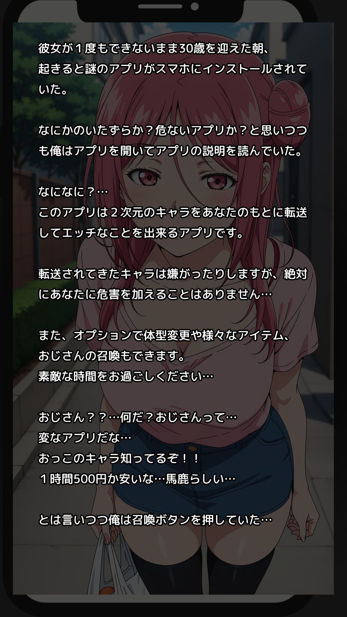 【一部セリフつき】Deliサモ☆ 美少女とおじさん強●召喚アプリ - ぐ〇ん〇る バイト先の先輩編 - サンプル1ページ目