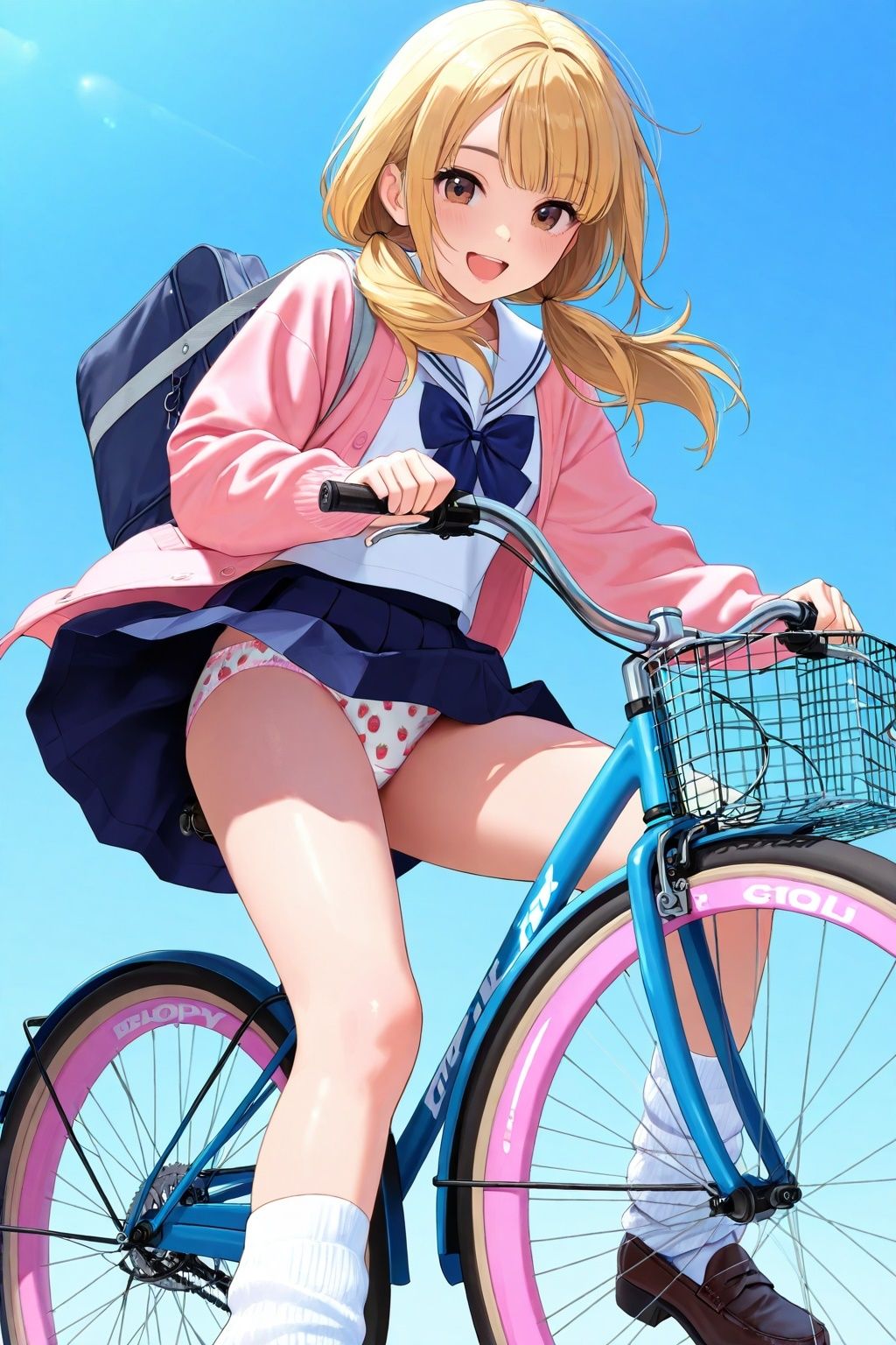 ルーズソックスJKの自転車パンチラ サンプル1ページ目
