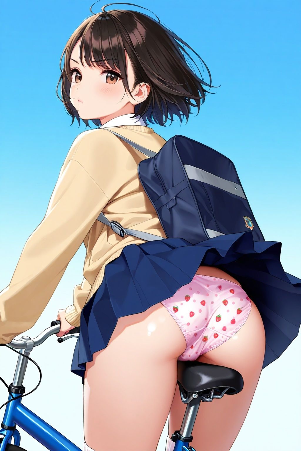 ルーズソックスJKの自転車パンチラ サンプル2ページ目