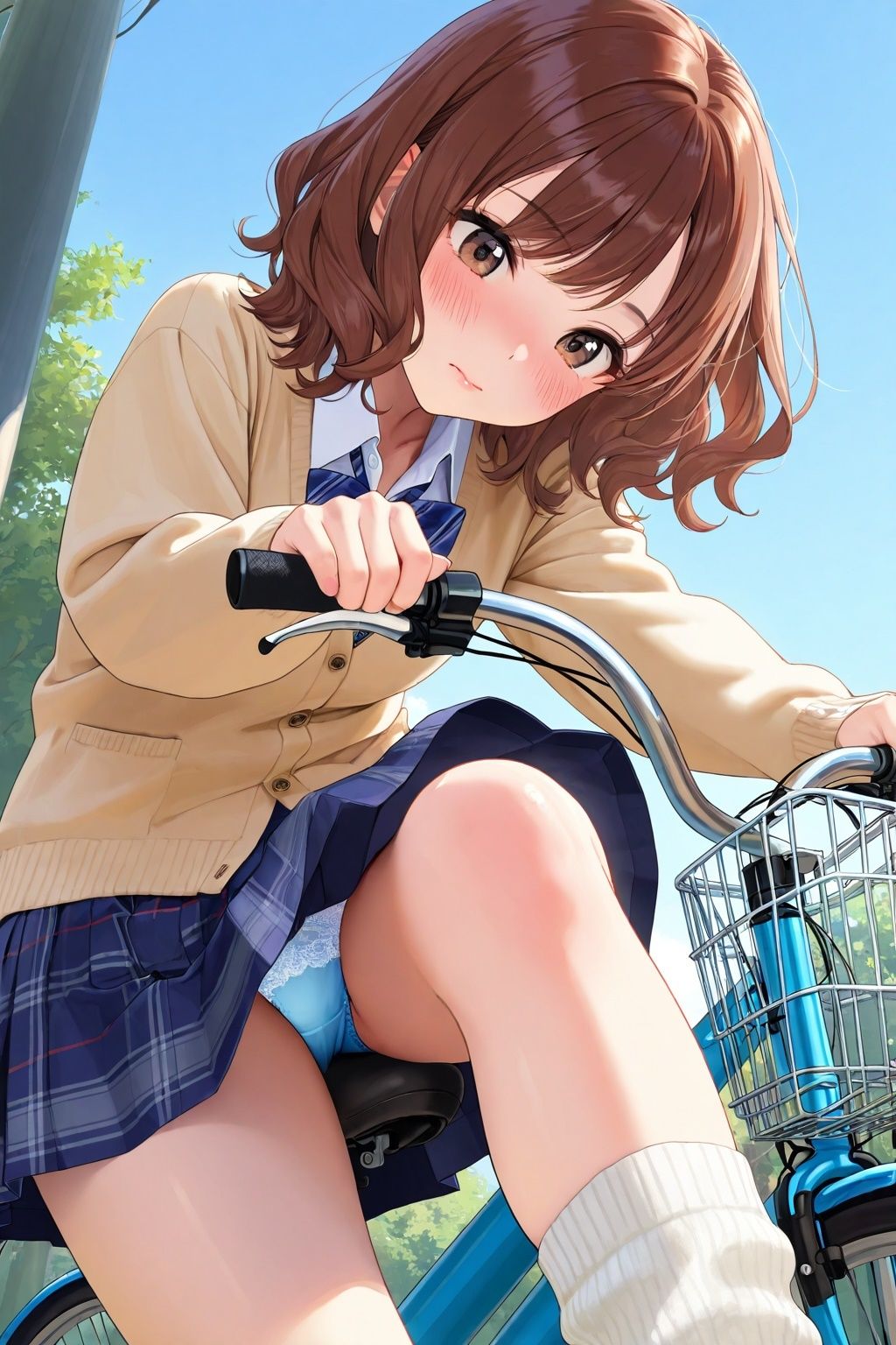 ルーズソックスJKの自転車パンチラ サンプル5ページ目