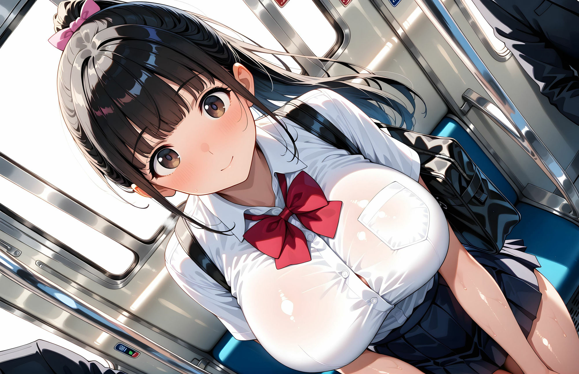 【4Kの高画質】電車で会った巨乳女生徒〜セフレ化するまで、 サンプル4ページ目