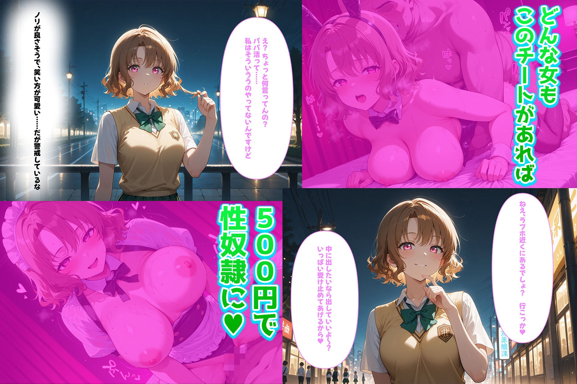 500円でパパ活確定チート〜ワンコインで美少女と即ラブホ！中出し孕ませ確定援交〜［籾岡〇沙編］［To〇veる］［CG500枚］ サンプル1ページ目