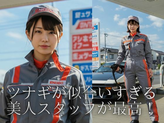 ガソリンスタンドで働く美女 サンプル1ページ目