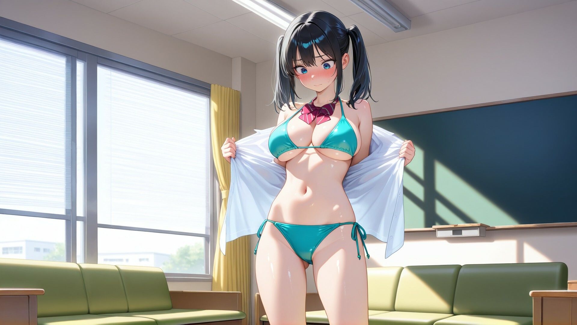 性春学園 えっちな黒髪ツインテール サンプル1ページ目