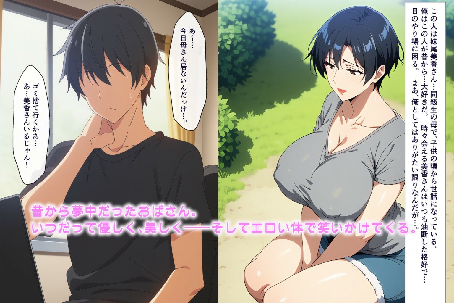昔から大好きだった近所のおばさんと我慢できずにやっちゃった話 サンプル1ページ目