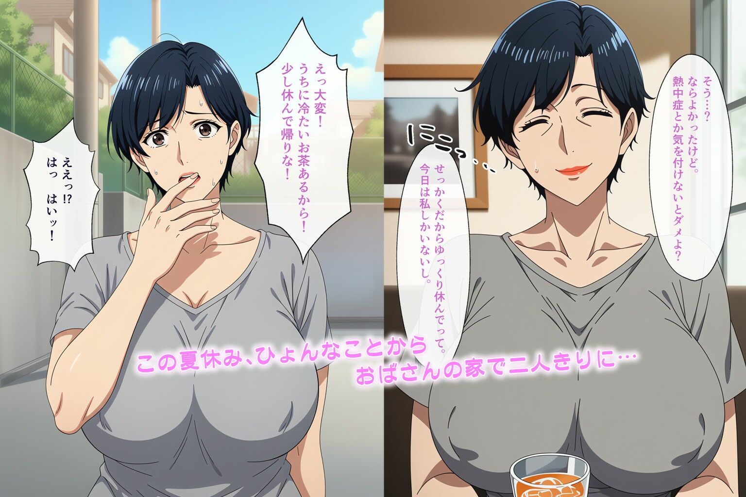 昔から大好きだった近所のおばさんと我慢できずにやっちゃった話 サンプル2ページ目