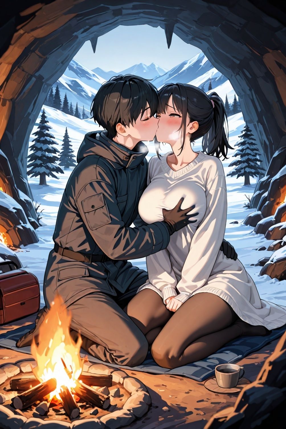 凍える雪山  肌を合せて温まろ サンプル4ページ目