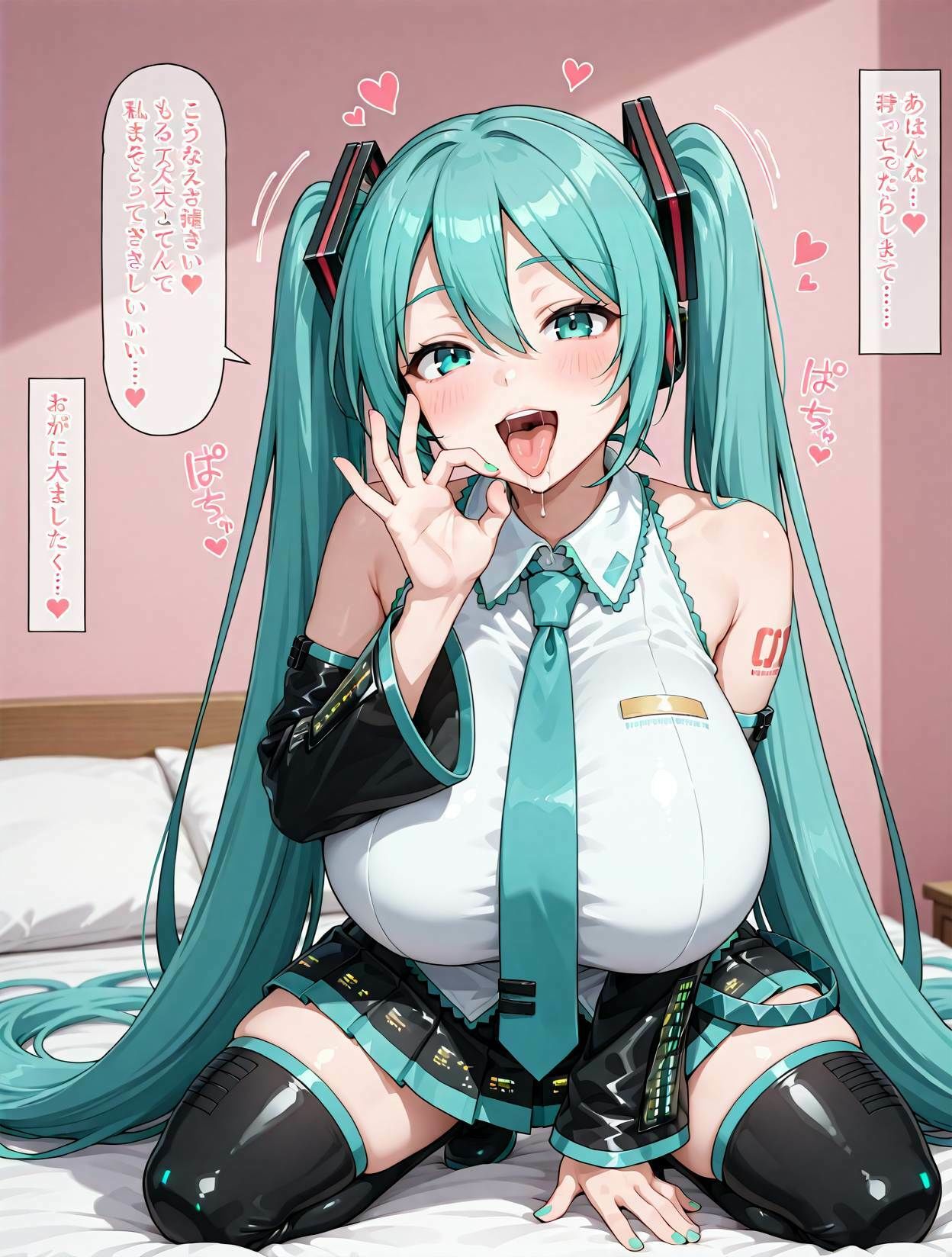 ビッチ設定の爆乳初音◯クに誘惑されてらぶらぶアヘ顔えっち！CG集 サンプル1ページ目