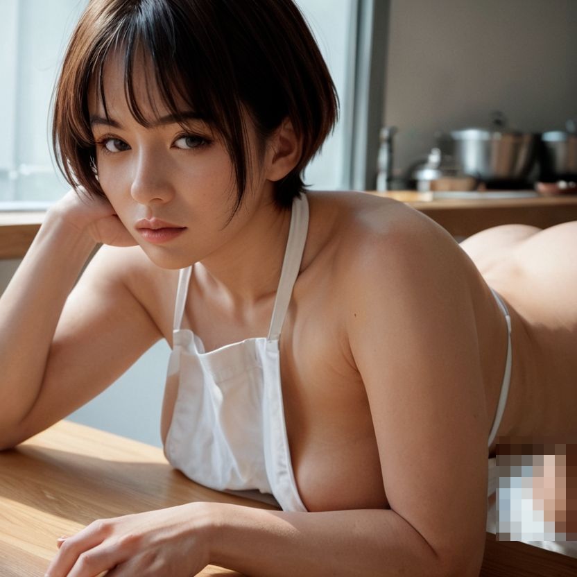 厨房で前かがみなお姉さん（セリフなし  AI画像集） サンプル5ページ目
