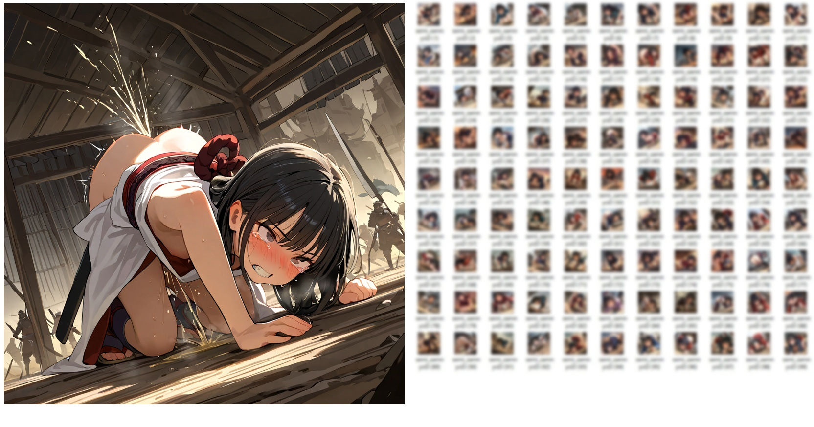 【在庫整理品】サムライ少女が戦場でお漏らししたりしてるだけのCG集其の肆・転倒の尿 サンプル1ページ目