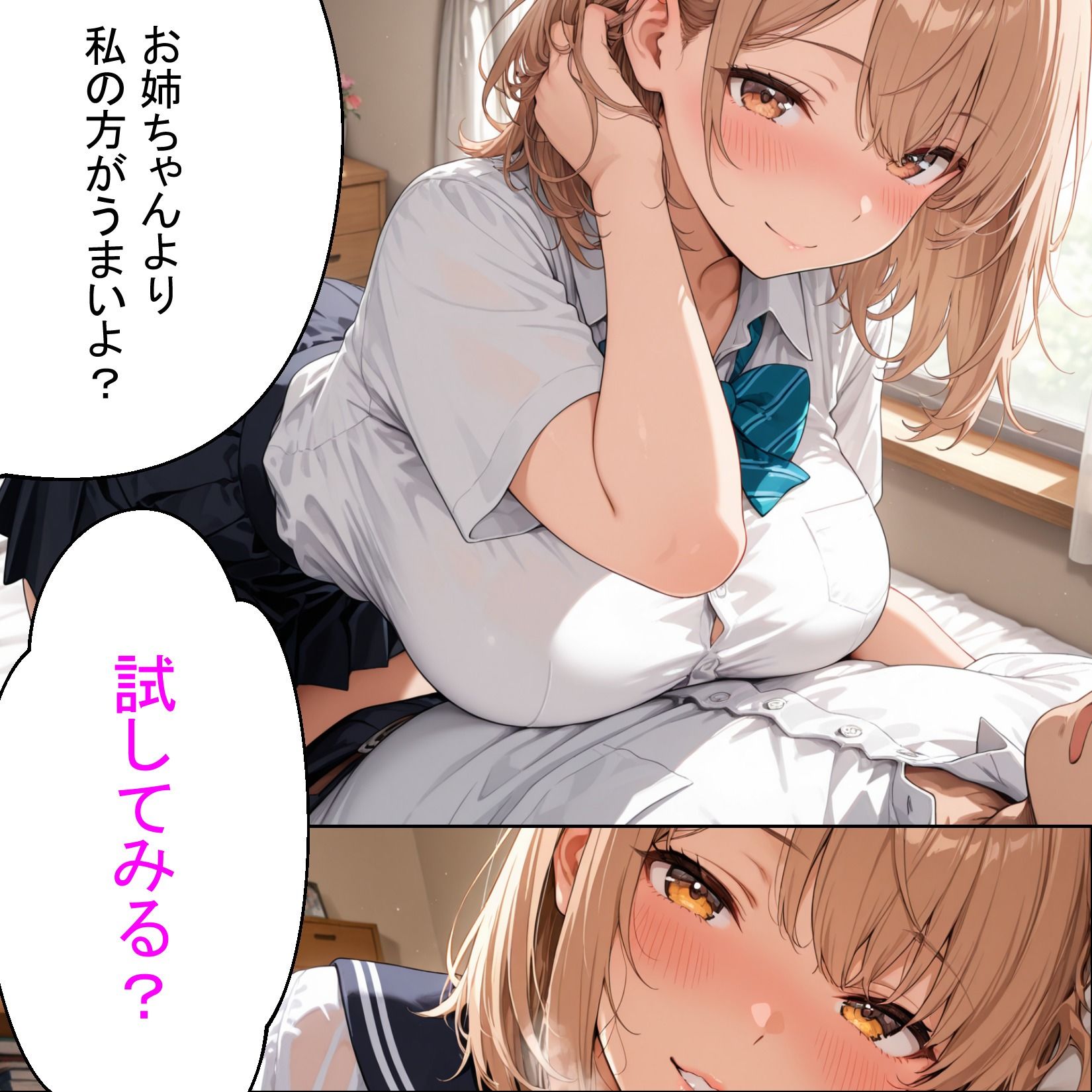 即イキ女子校生〜爆乳姉妹が冴えない僕で処女卒業〜 サンプル3ページ目