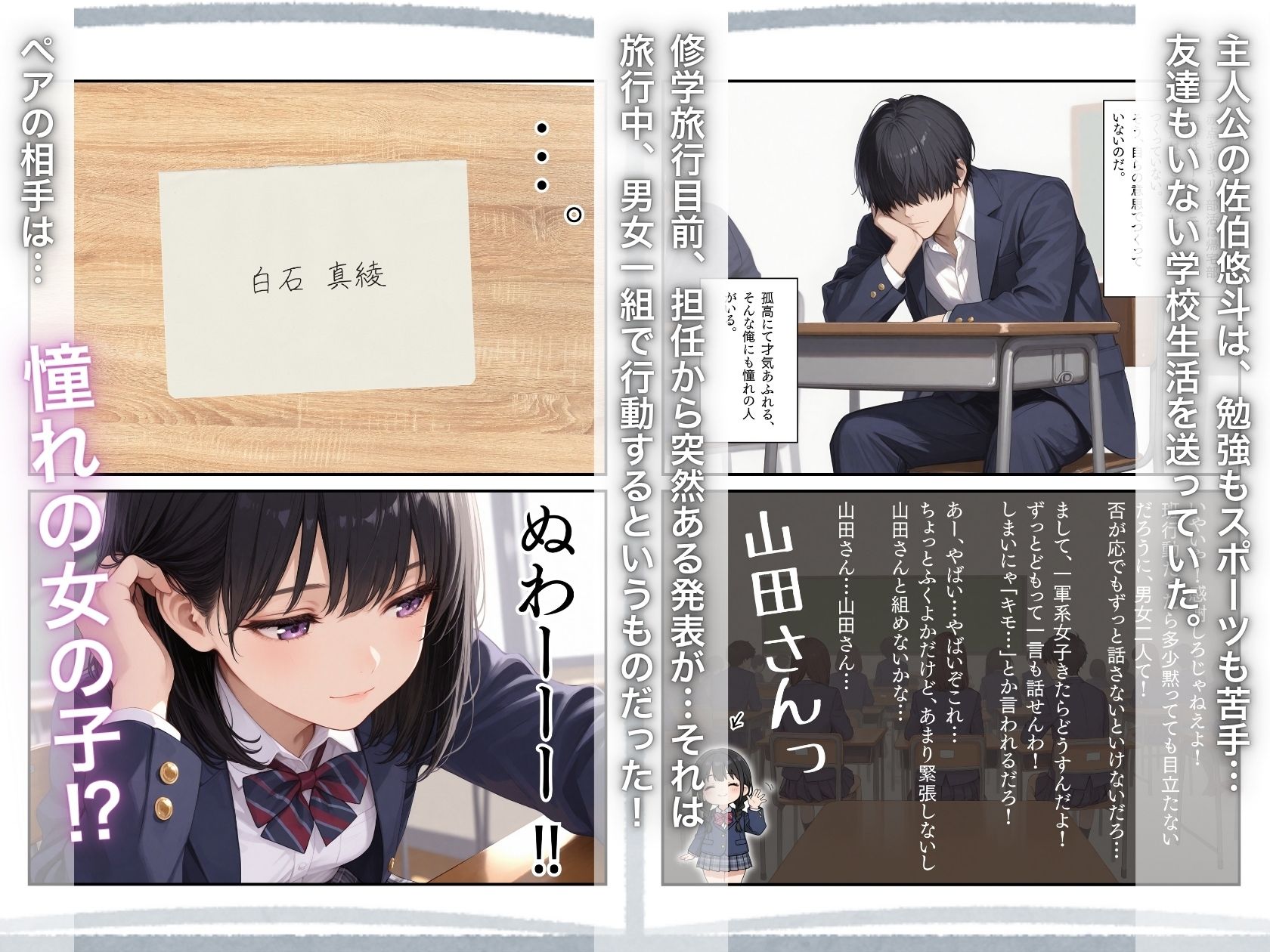 修学旅行―女子部屋の布団の中で起きた憧れの同級生との秘密の出来事。 サンプル1ページ目
