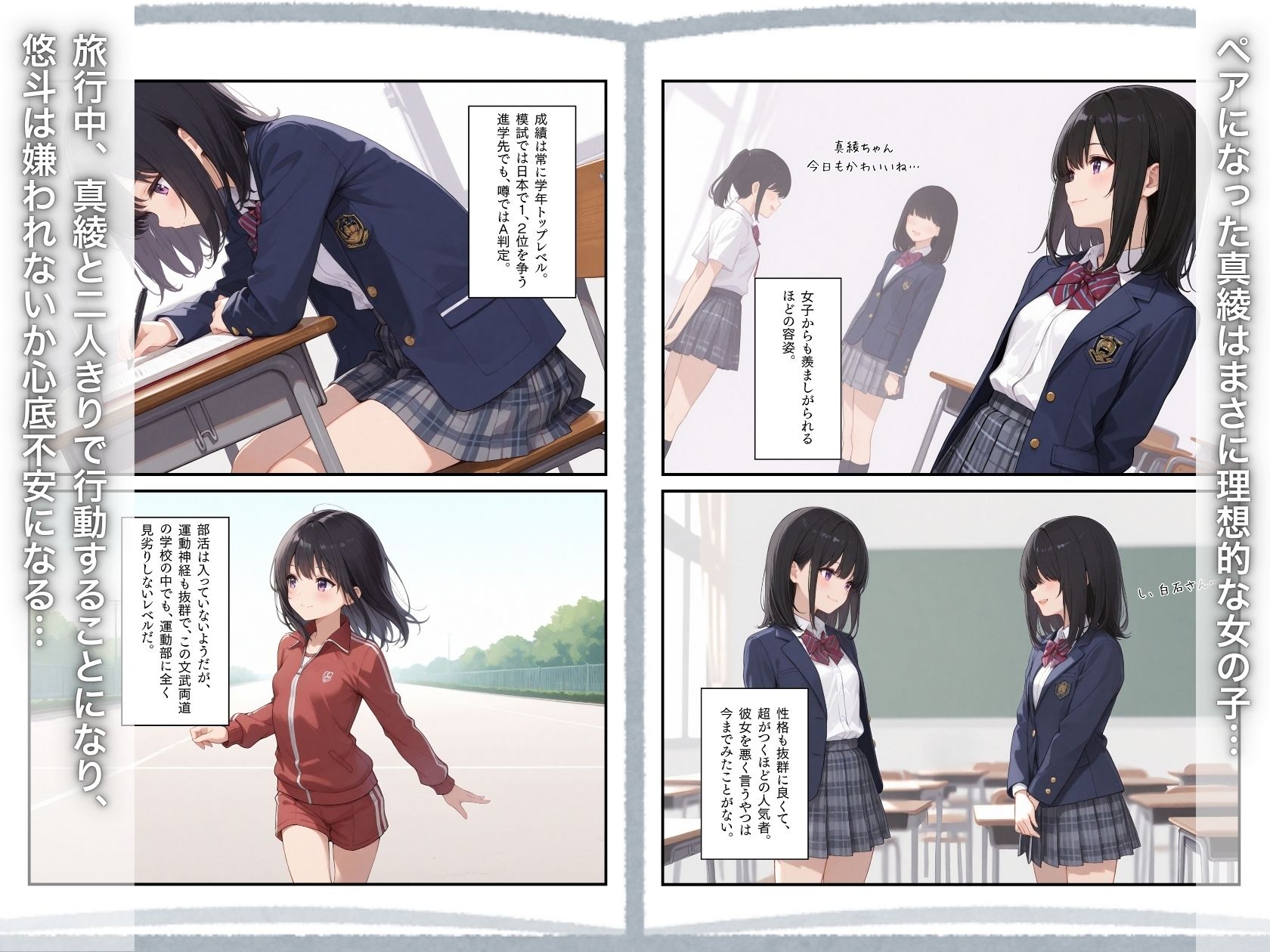 修学旅行―女子部屋の布団の中で起きた憧れの同級生との秘密の出来事。 サンプル2ページ目