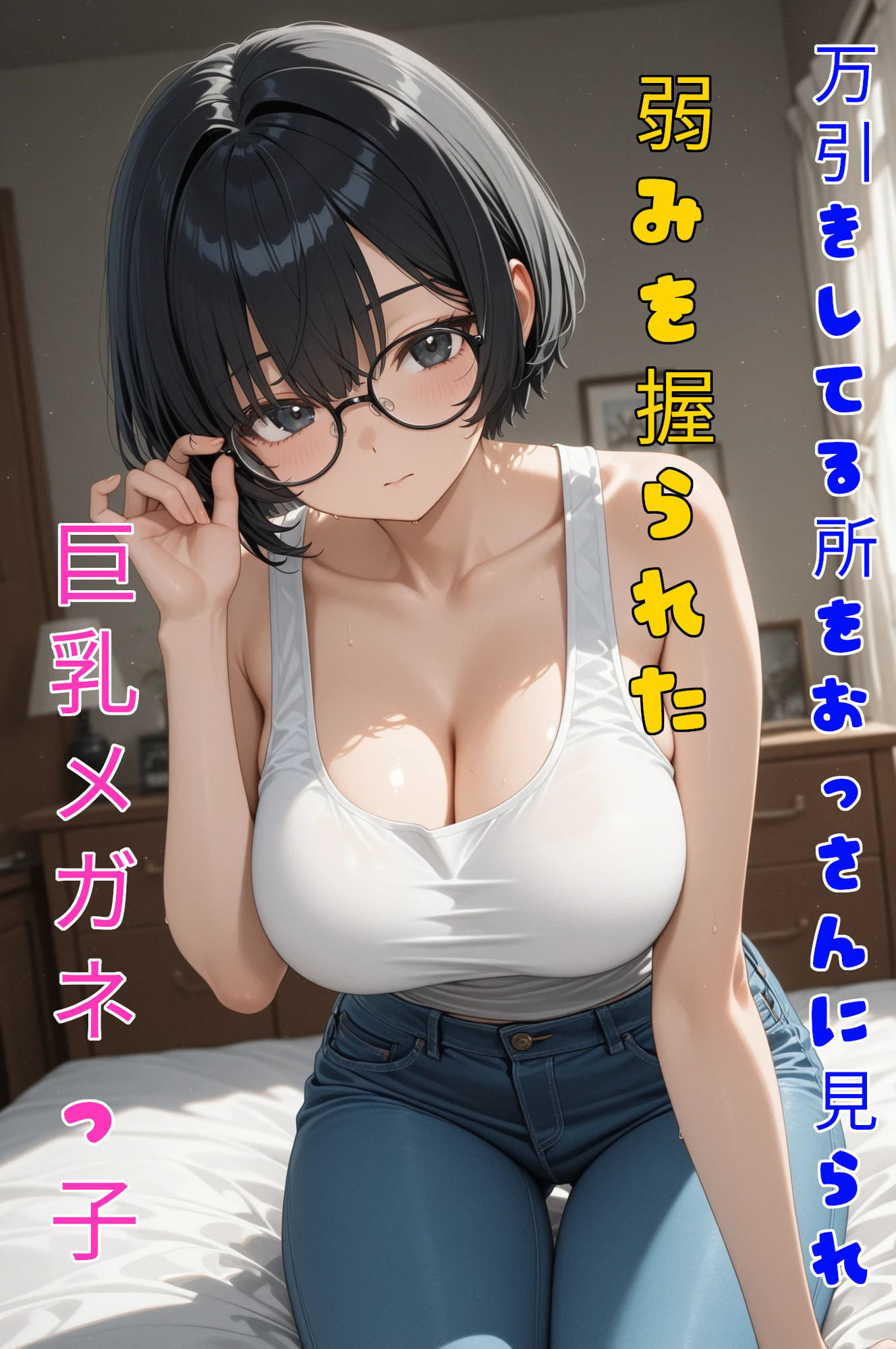 万引きしてる所をおっさんに見られ、弱みを握られた巨乳メガネっ子 サンプル1ページ目