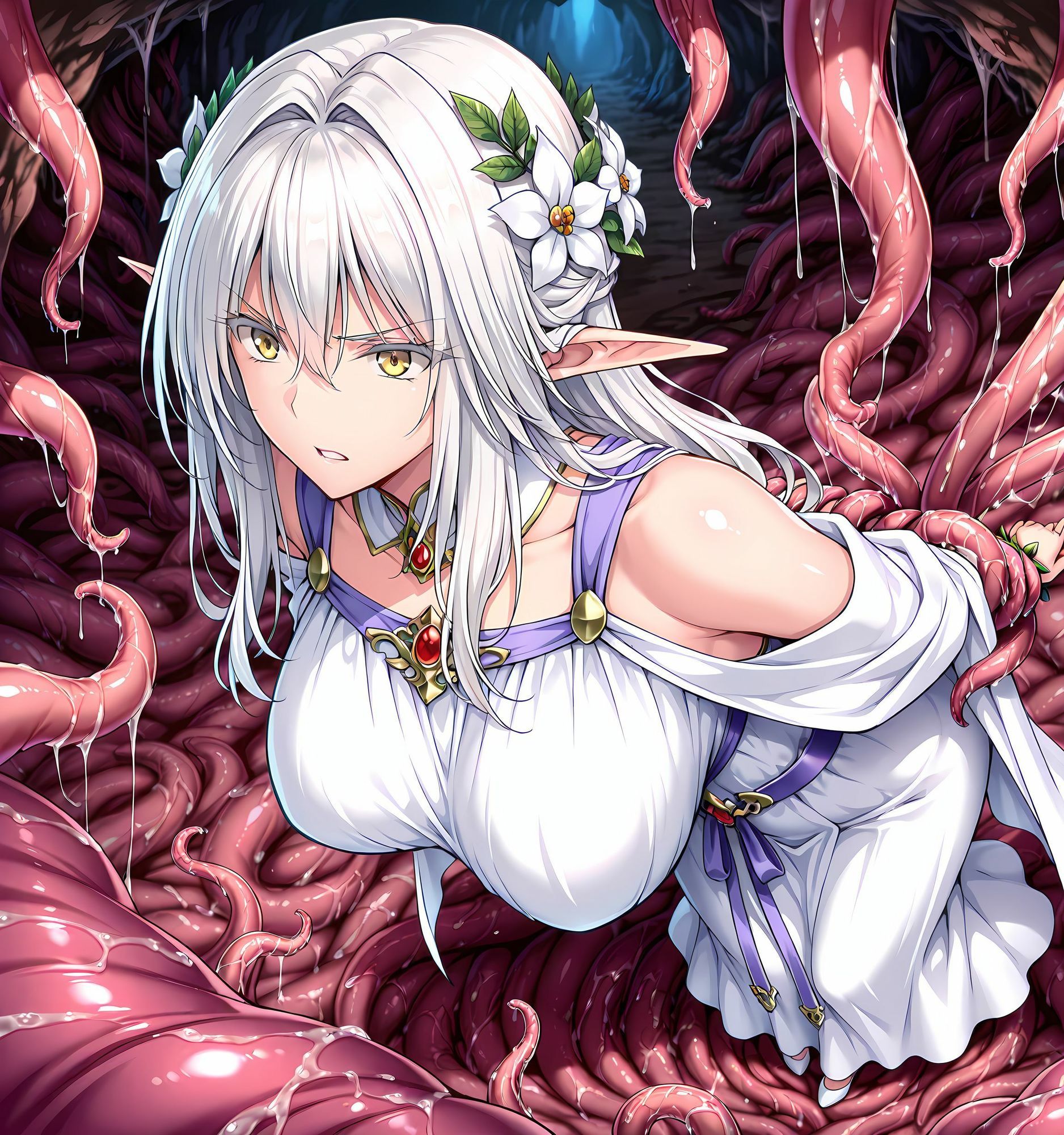 エルフ姫洗脳丸呑み〜悪堕ち淫魔化〜 サンプル3ページ目