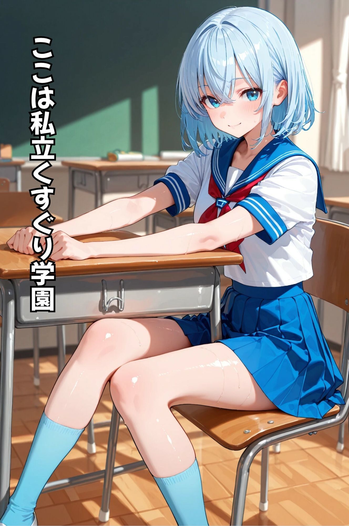 水着少女ガニ股拘束くすぐりイカせ サンプル1ページ目