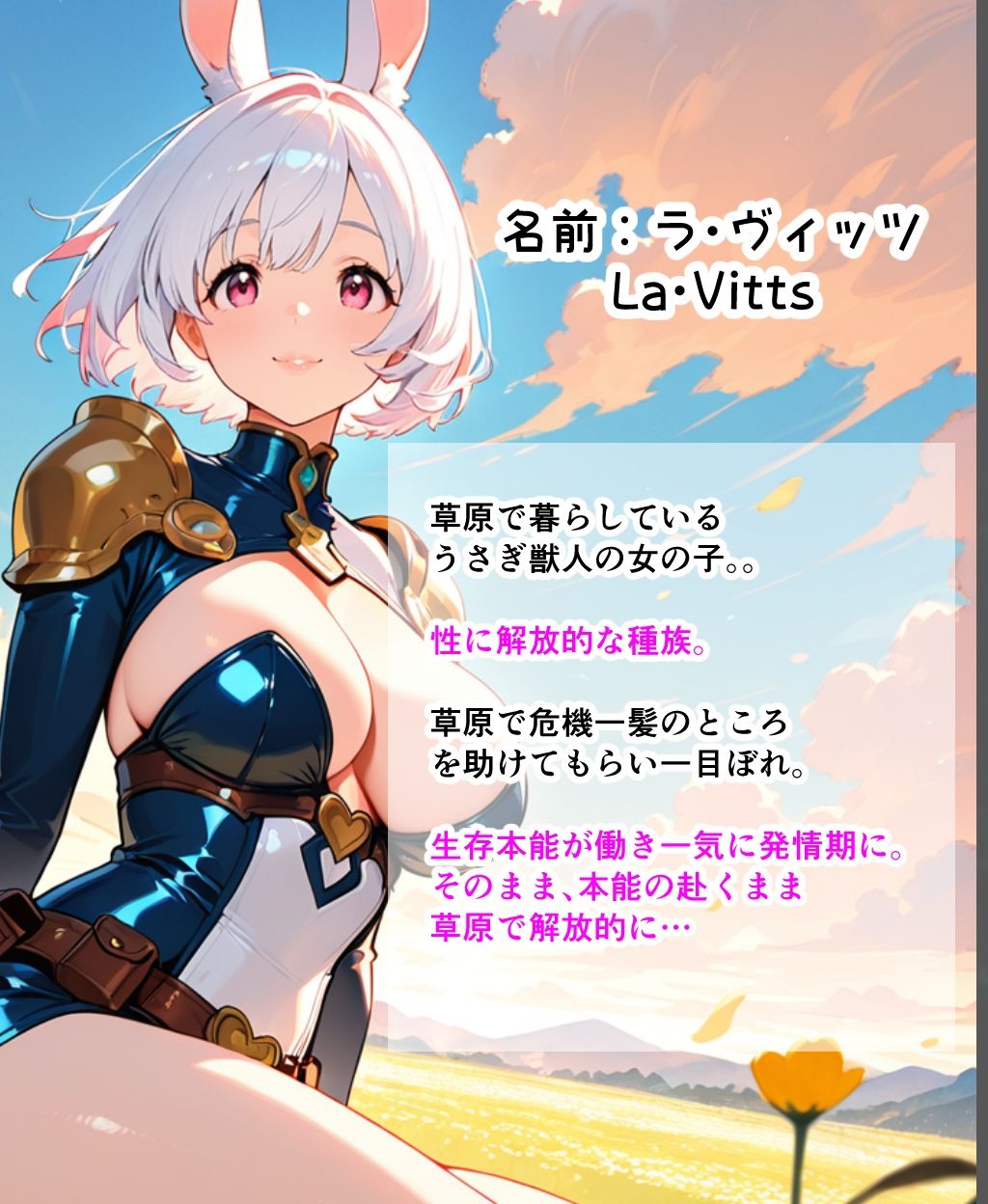 異世界でうさぎっ娘を助けたら発情期だったらしく草原で何度も中出しHした話 サンプル1ページ目