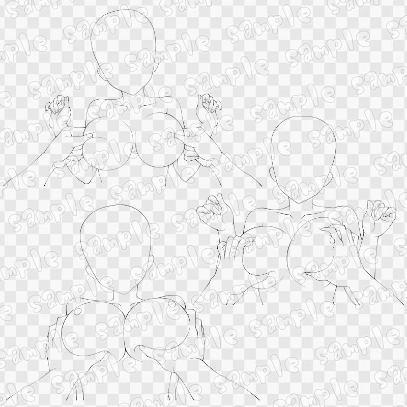 線画素材集［手］65 サンプル3ページ目