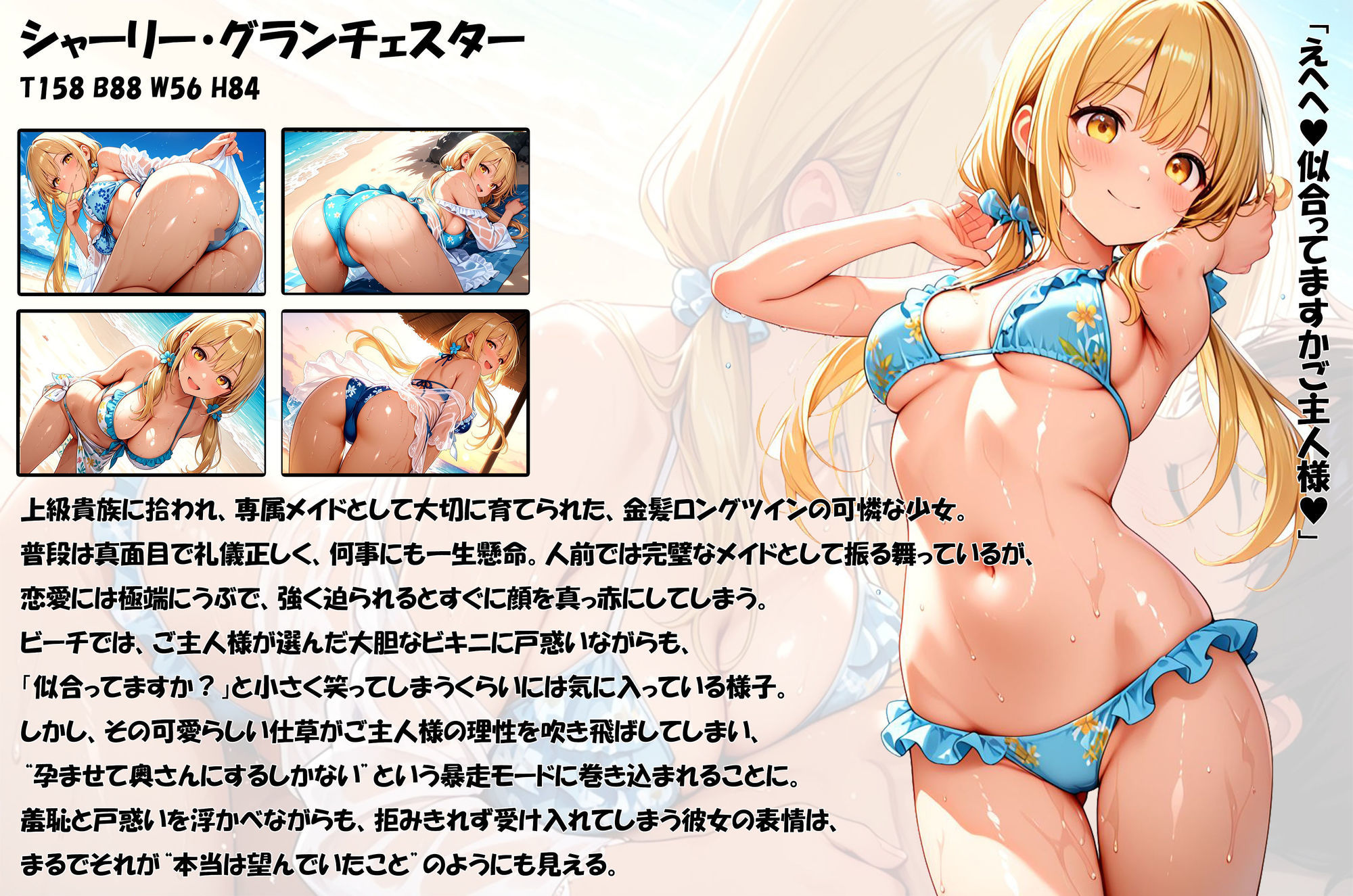拾われメイドのシャーリー 3 ビーチで遊んでたらムラムラしたご主人様に孕ませる勢いでドスケベえっちされちゃうお話 サンプル1ページ目