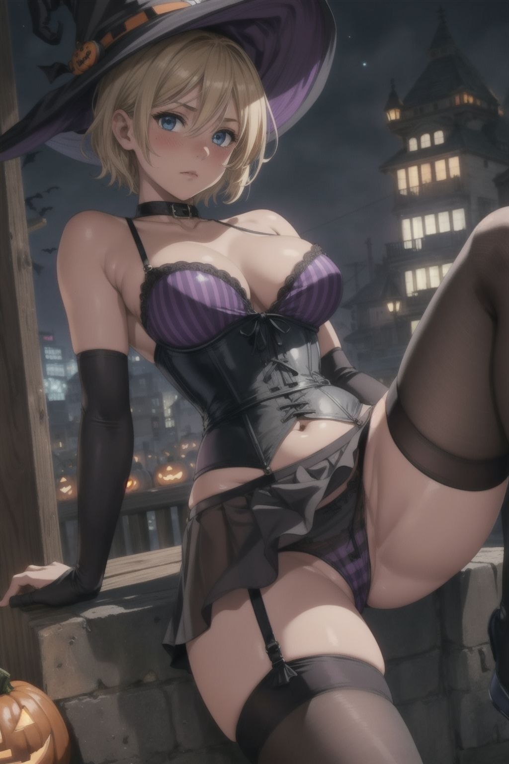 ブロンドショートのハロウィン 魔女衣装 サンプル1ページ目