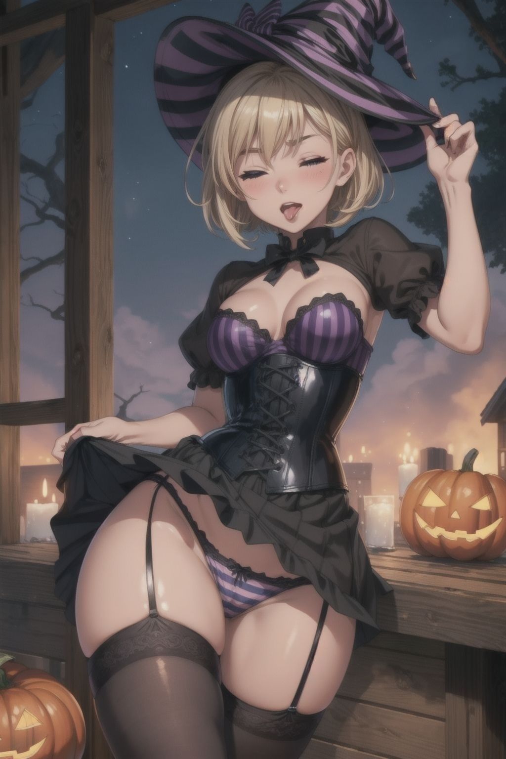 ブロンドショートのハロウィン 魔女衣装 サンプル4ページ目