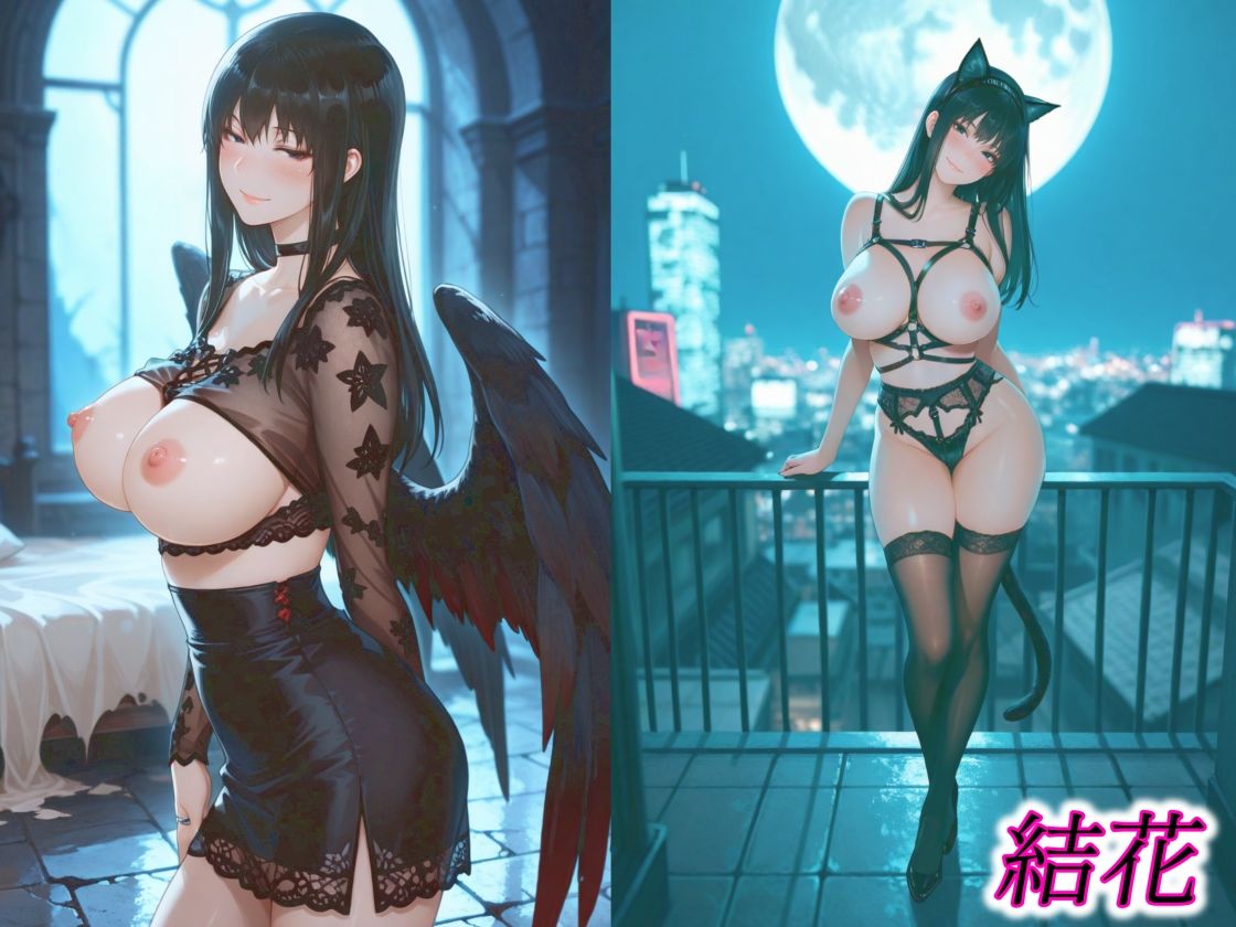 京香・結花・小春 Halloween Collection 黒猫＆堕天使 サンプル8ページ目