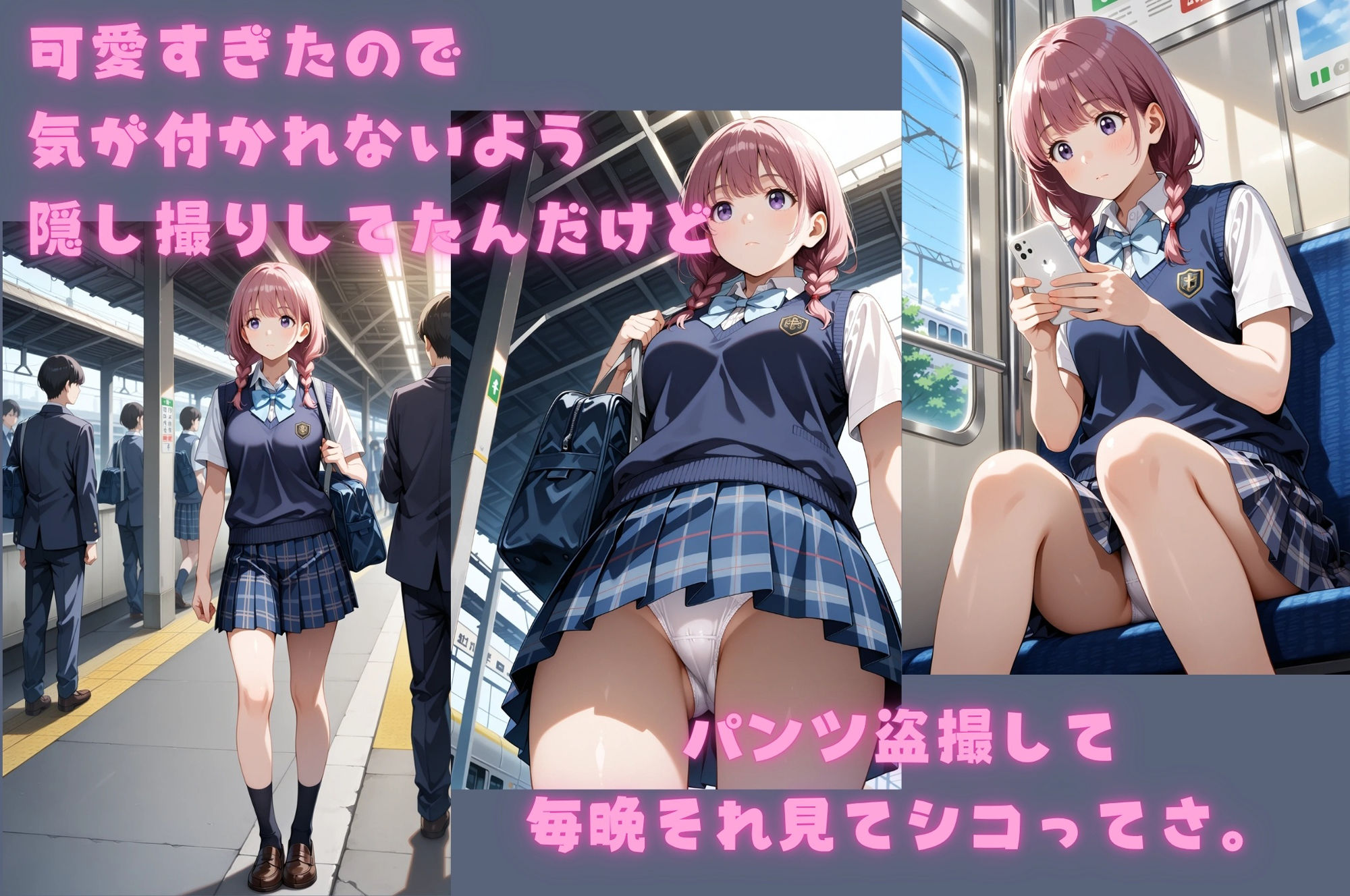 雑誌の女子校生を駅で見つけて可愛すぎたので電車痴●しました。 サンプル4ページ目