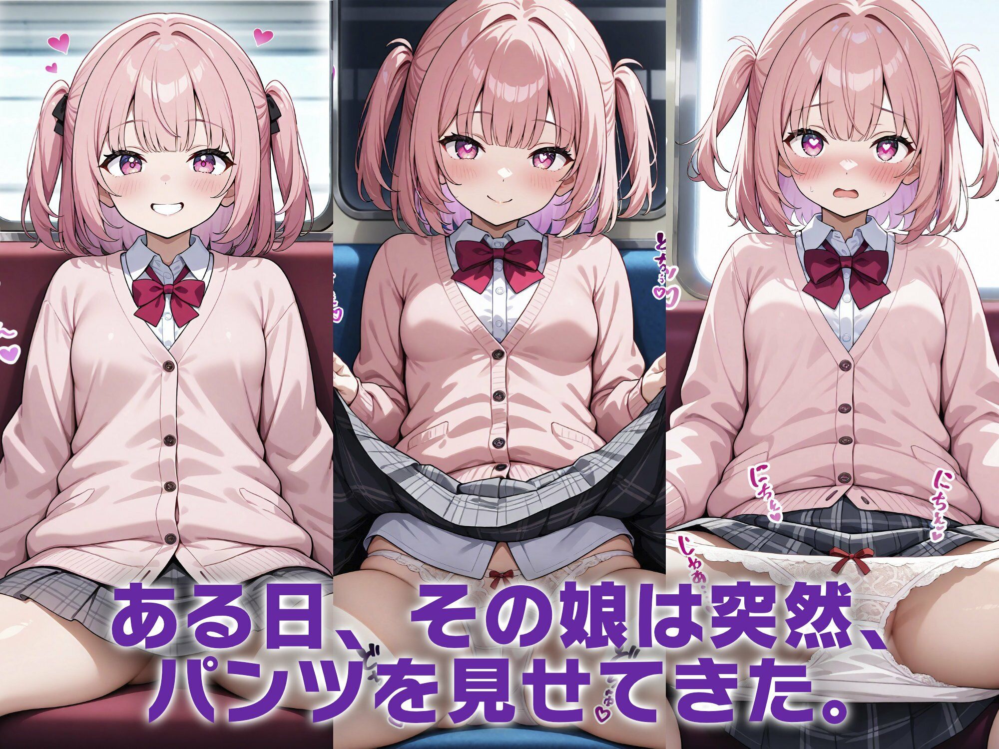 2人だけの電車で見せつけてくる娘に理性を失った僕は… 小梅つむぎ サンプル3ページ目