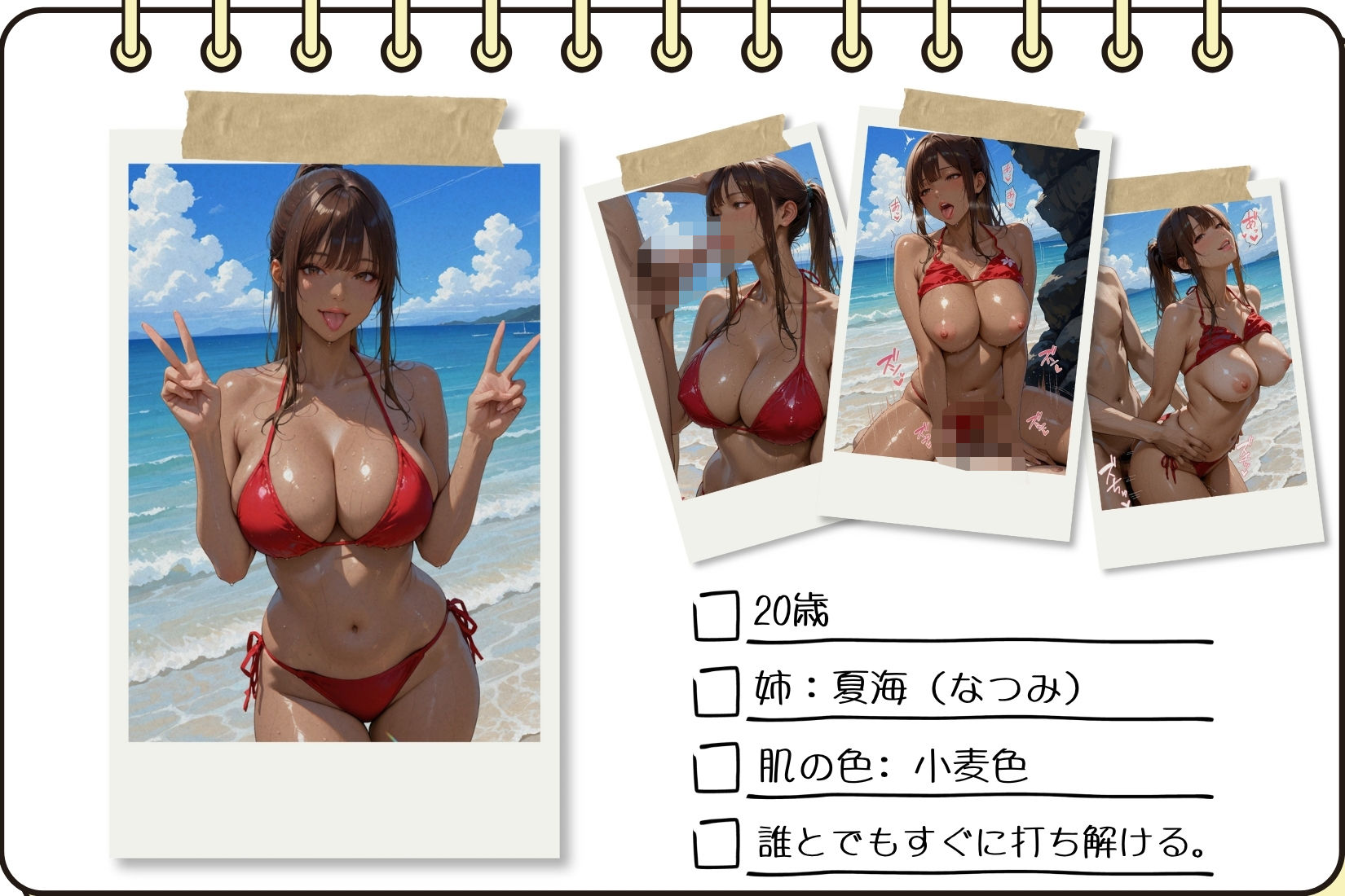 双子ビーチ〜白黒姉妹にビーチで中だしVol.2 サンプル1ページ目