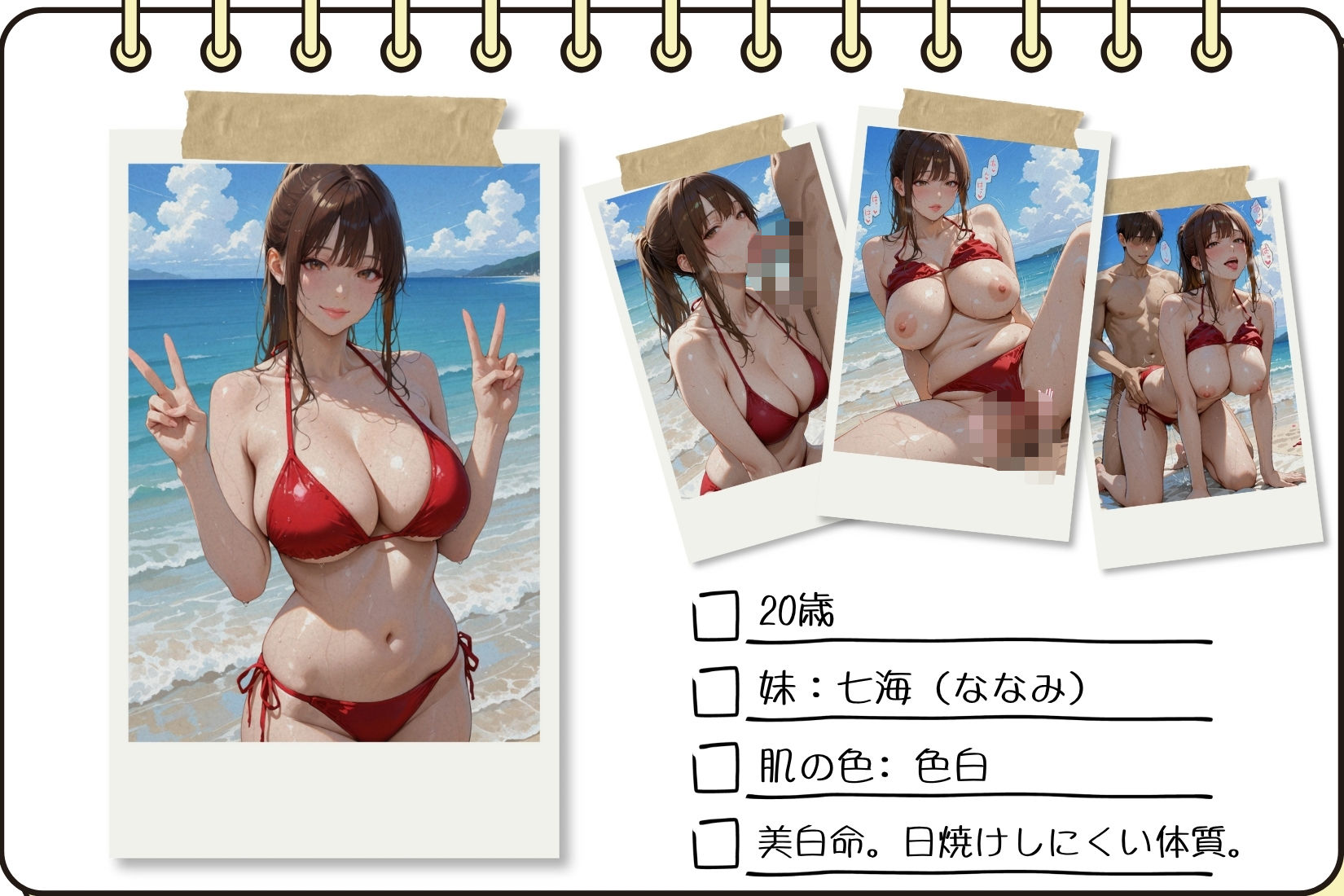 双子ビーチ〜白黒姉妹にビーチで中だしVol.2 サンプル2ページ目