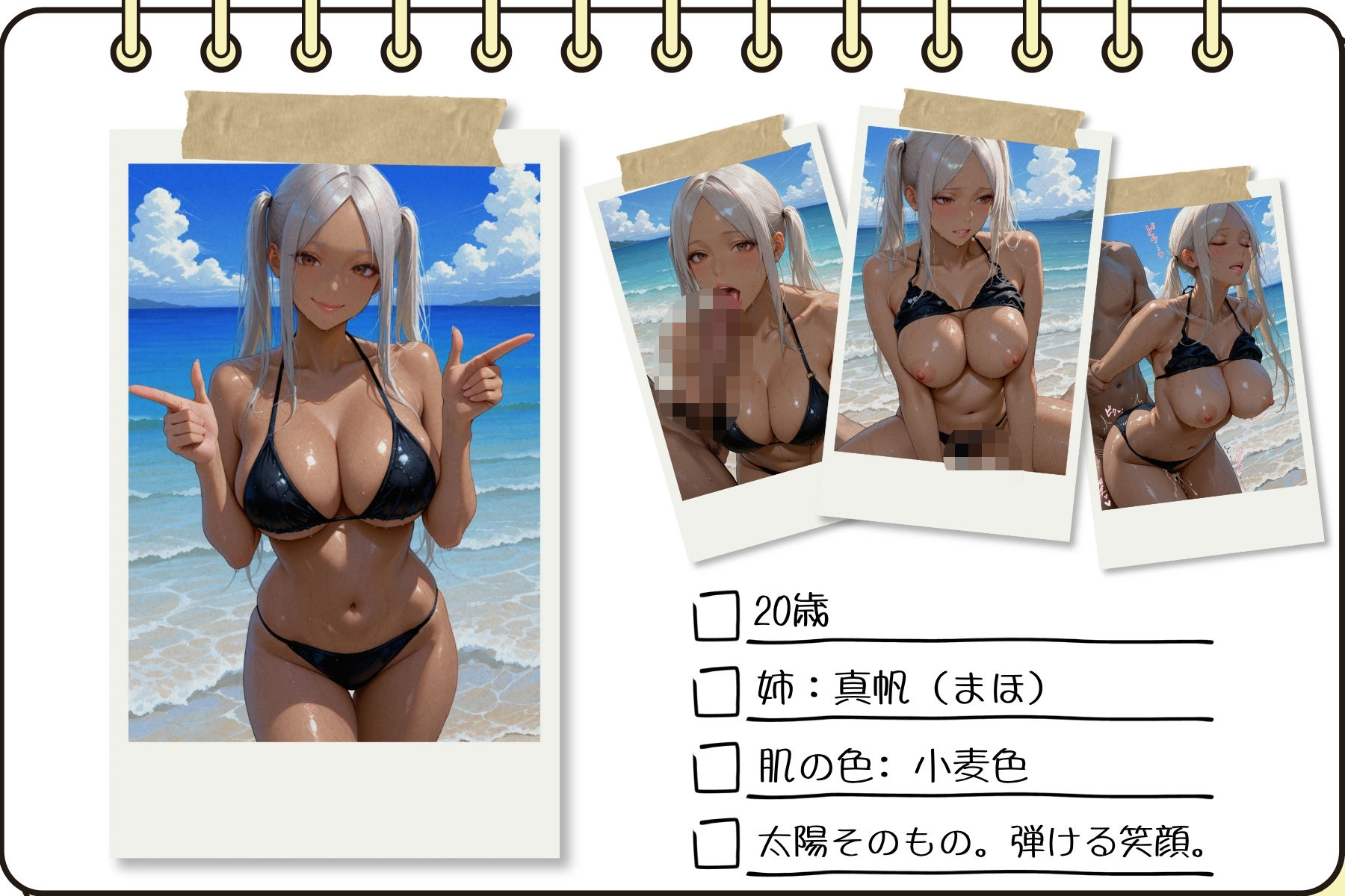 双子ビーチ〜白黒姉妹にビーチで中だしVol.2 サンプル3ページ目