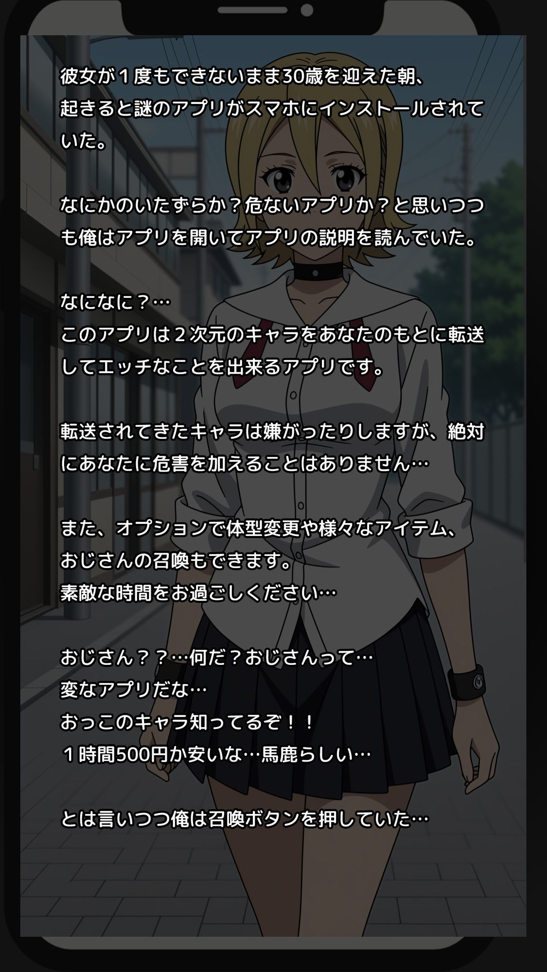 【一部セリフつき】Deliサモ☆ 美少女とおじさん強●召喚アプリ - 伝説の鬼姫編 - サンプル1ページ目