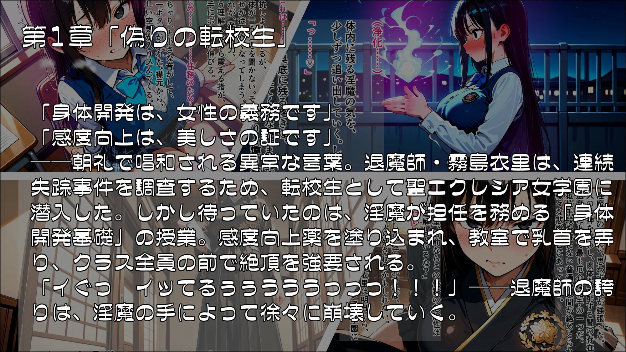 退魔師衣里の潜入任務〜淫魔に支配された女学園と失踪事件の真相〜Part.1 サンプル1ページ目
